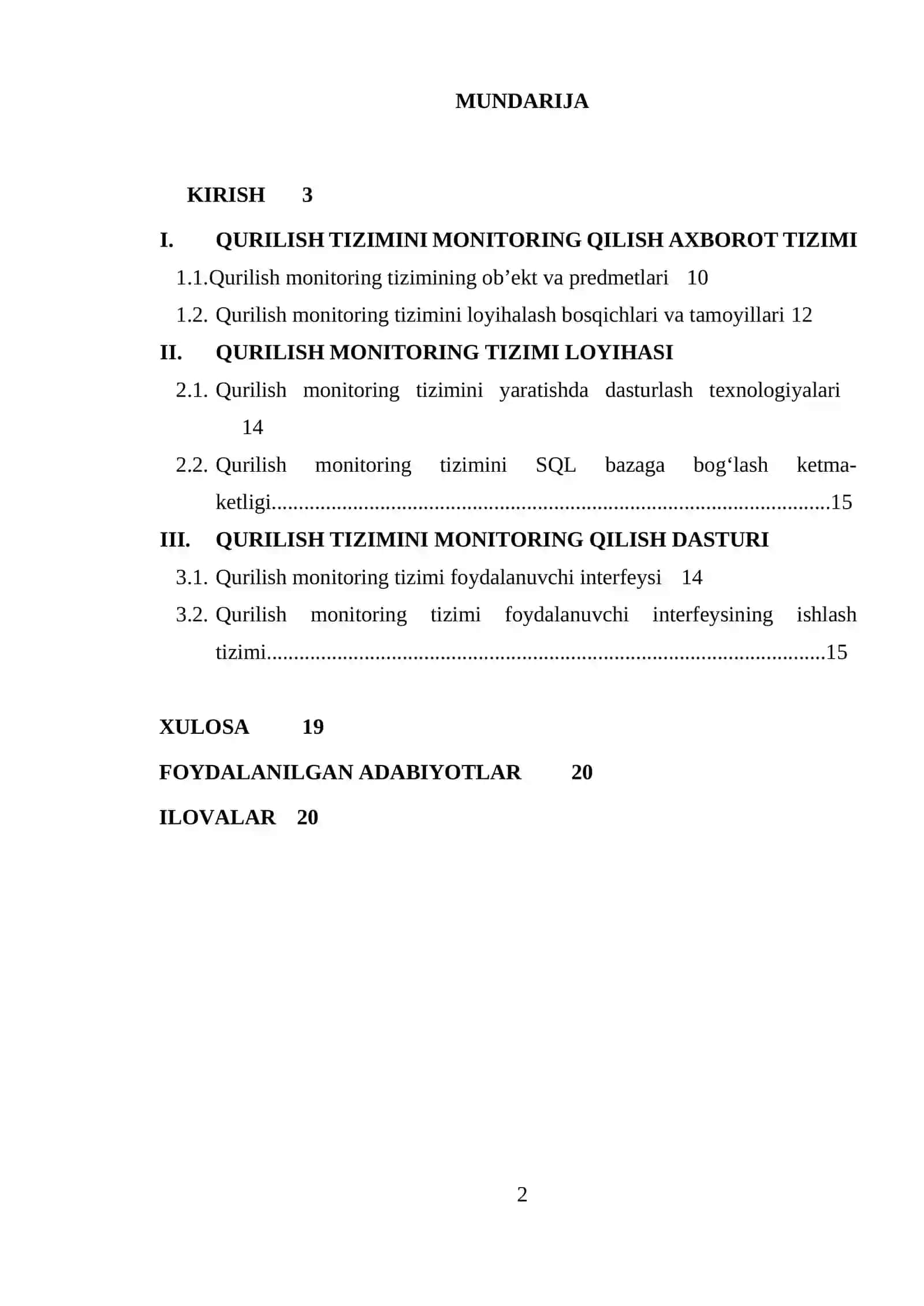 Qurilish tizimini monitoring qilish axborot tizimini yaratish 2