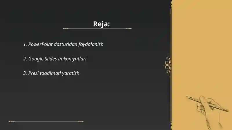 Taqdimotlarni ishlab chiqarishning zamonaviy vositalari 2