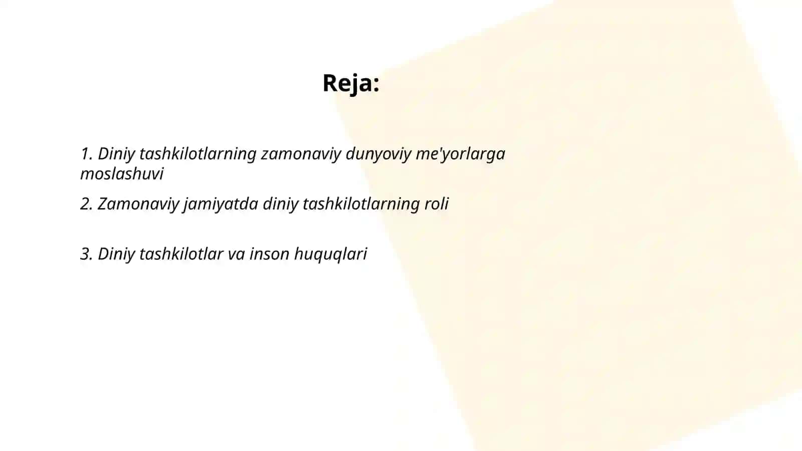 Diniy tashkilotlarning zamonaviy dunyoviy me'yorlarga moslashuvining ahamiyati 2