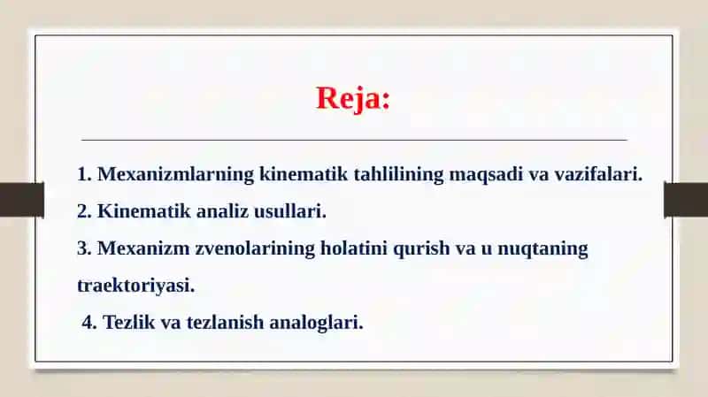 Mexanizmlarni kinematik tekshirish usullari 2