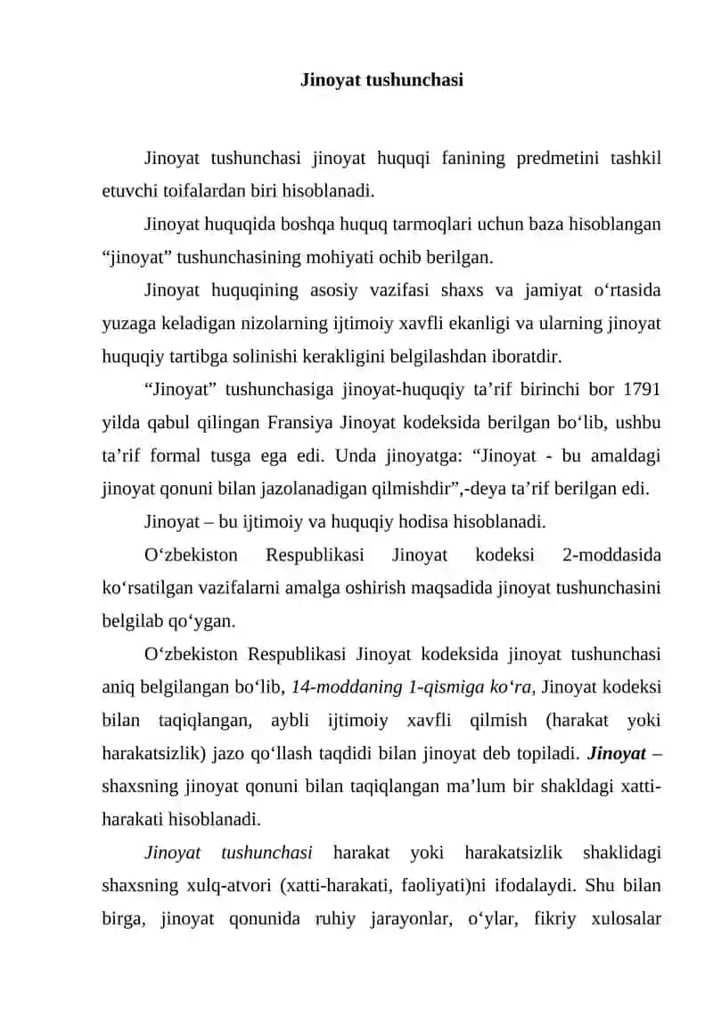 Jinoyat Xuquqida Jazo Tushunchasi va Tizimi 2
