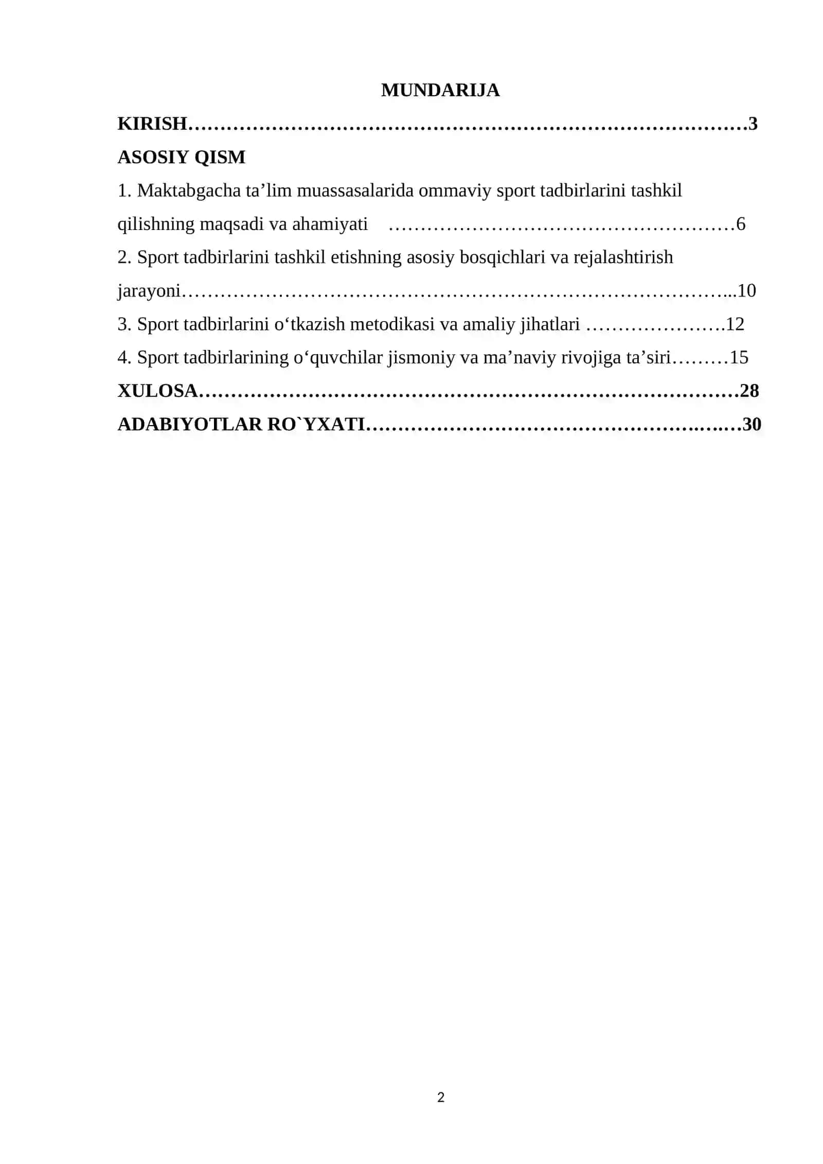 MAKTABGACHA TA’LIM MUASSASALARIDA OMMAVIY SPORT TADBIRLARINI TASHKIL QILISH VA OʻTKAZISH 2