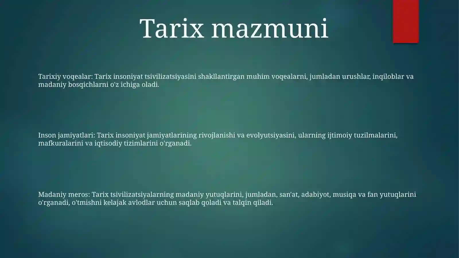 Tarixning Mazmuni, Yo'Nalishlari Va Kontseptsiyalari 2