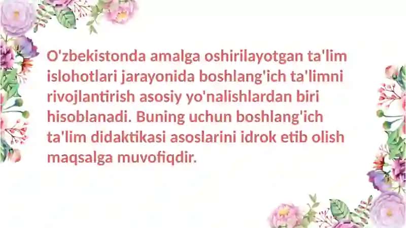 Boshlang'ich ta'lim Didaktikasi 2