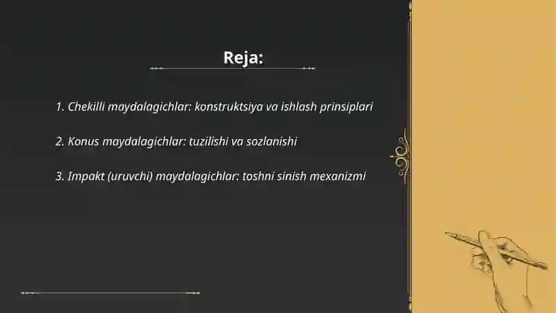 Tosh maydalash saralash mashinalari va uskunalari 2