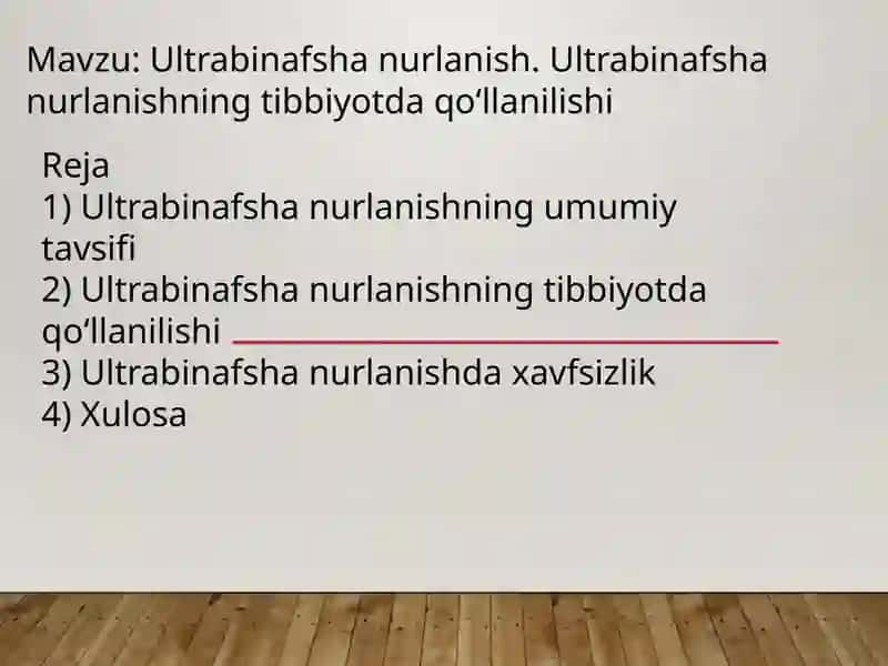Ultrabinafsha nurlanish. Ultrabinafsha nurlanishning tibbiyotda qoʻllanilishi 2