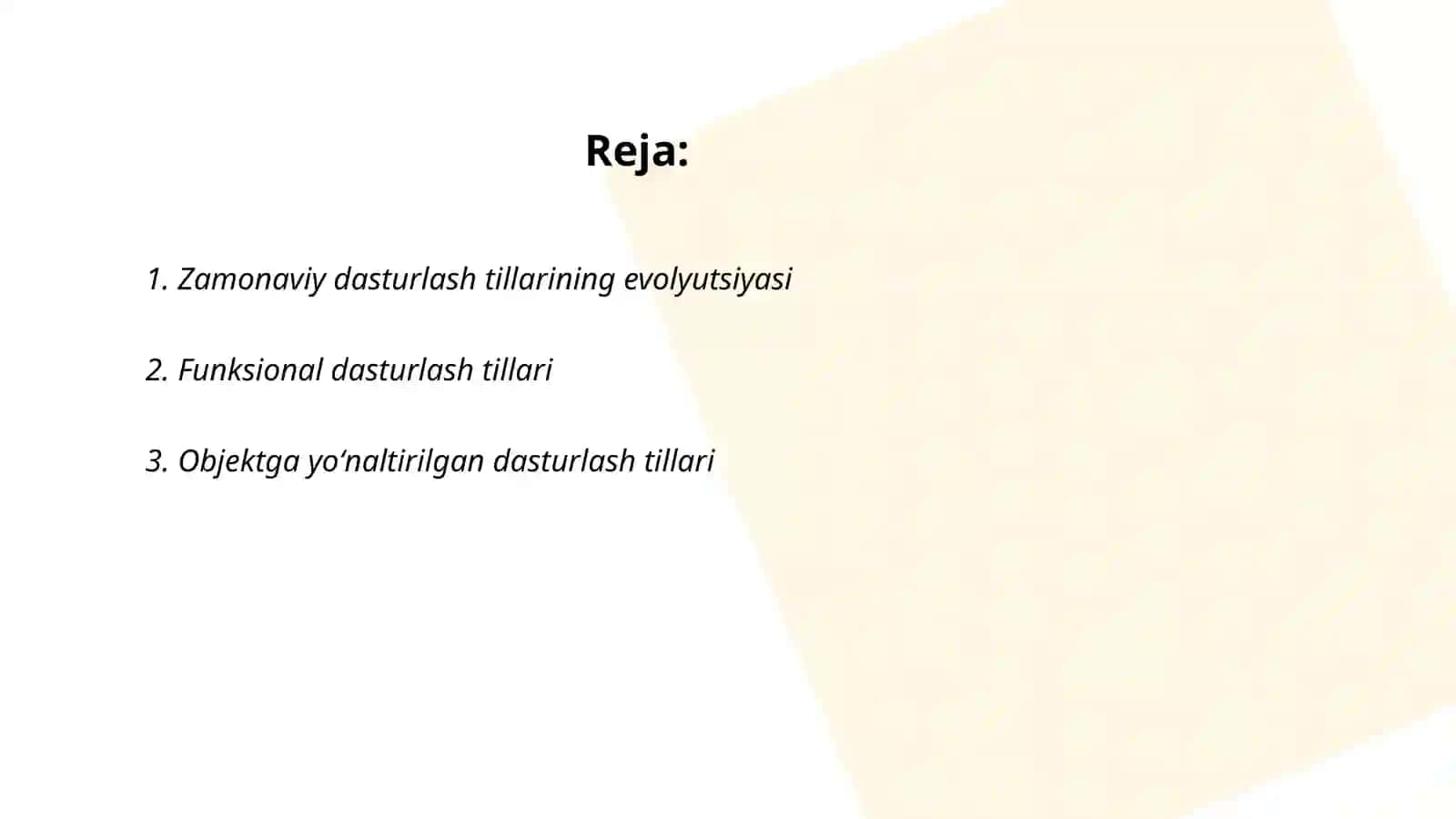 Zamonaviy dasturlash tillari 2