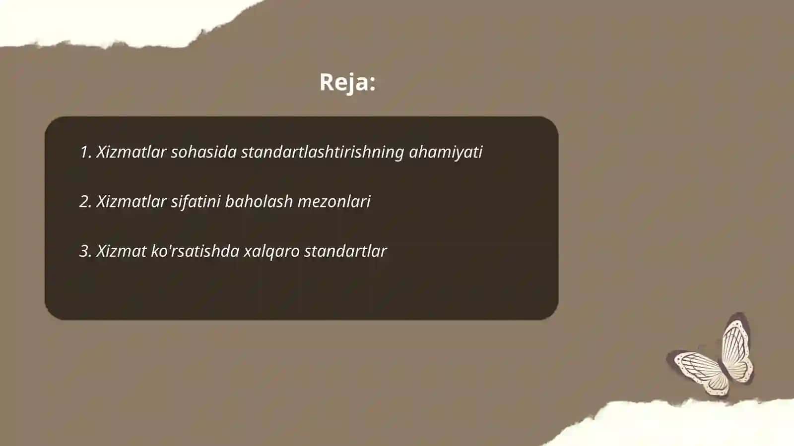 Xizmatlar sojasida standartlashtirish 2