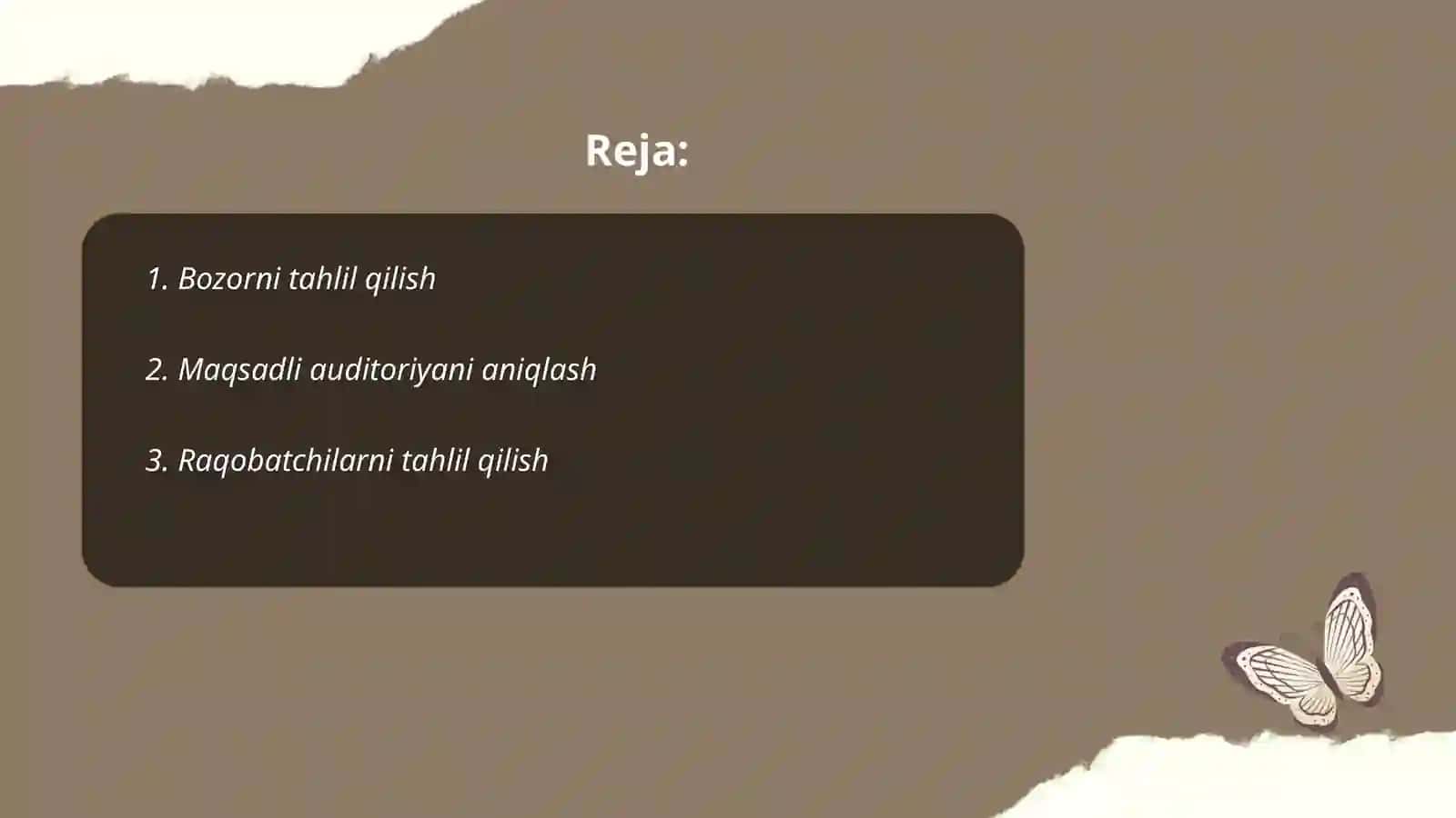 Marketing dasturini ishlab chiqish ketma-ketligiva asosiy bòlimlari tavsifi 2