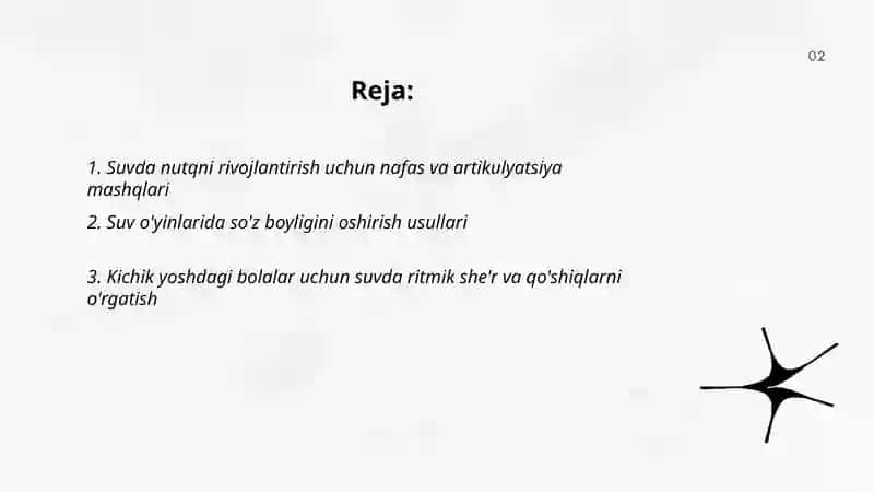 Nutqni rivojlantiruvchi va suvda o'ynaladigan harakatli o'yinlarni o'rgatish 2