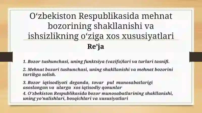 O‘zbekiston Respublikasida mehnat bozorining shakllanishi va ishsizlikning o‘ziga xos xususiyatlari 2