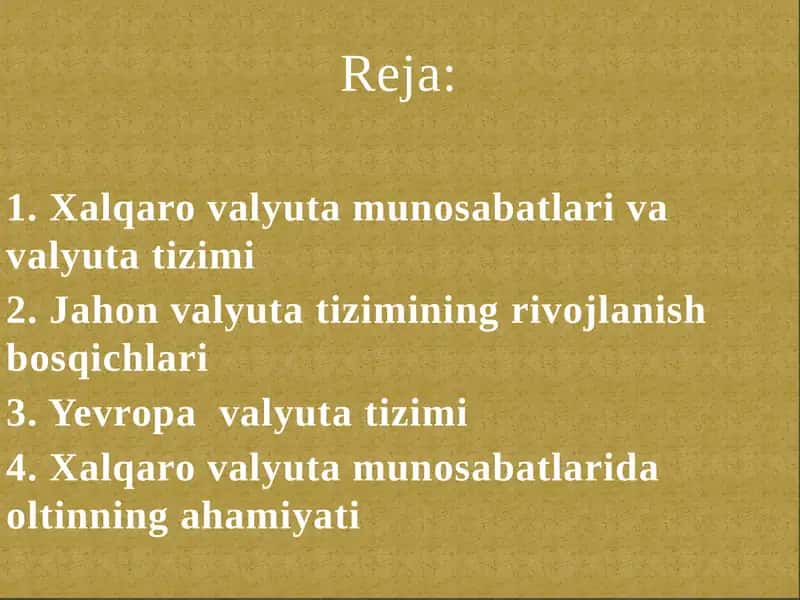Xalqaro valyuta munosabatlari va ularni tartibga solish masalalari 2