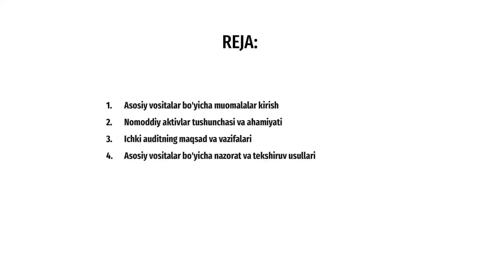 Asosiy vositalar va nomoddiy aktivlar bo'yicha muomolalar ichki auditi 2