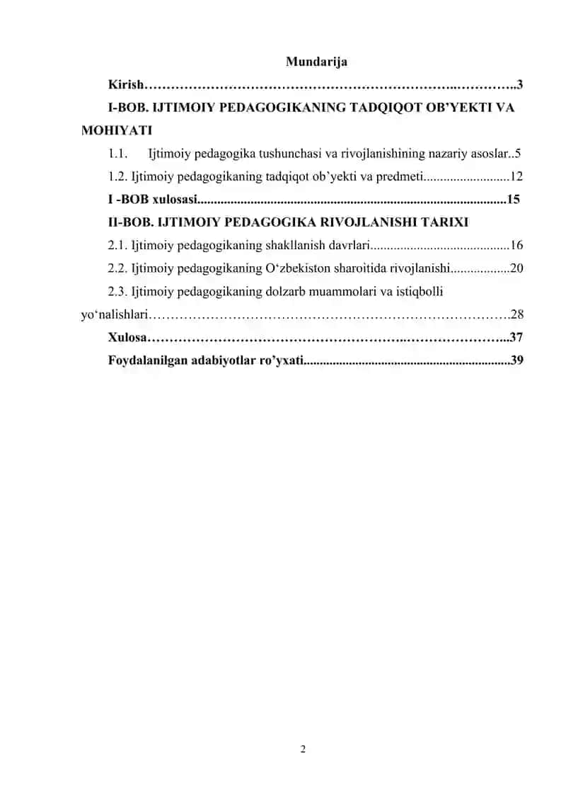 Ijtimoiy pedagogikaning tadqiqot ob’yekti va ijtimoiy pedagogika rivojlanishi tarixi. 2