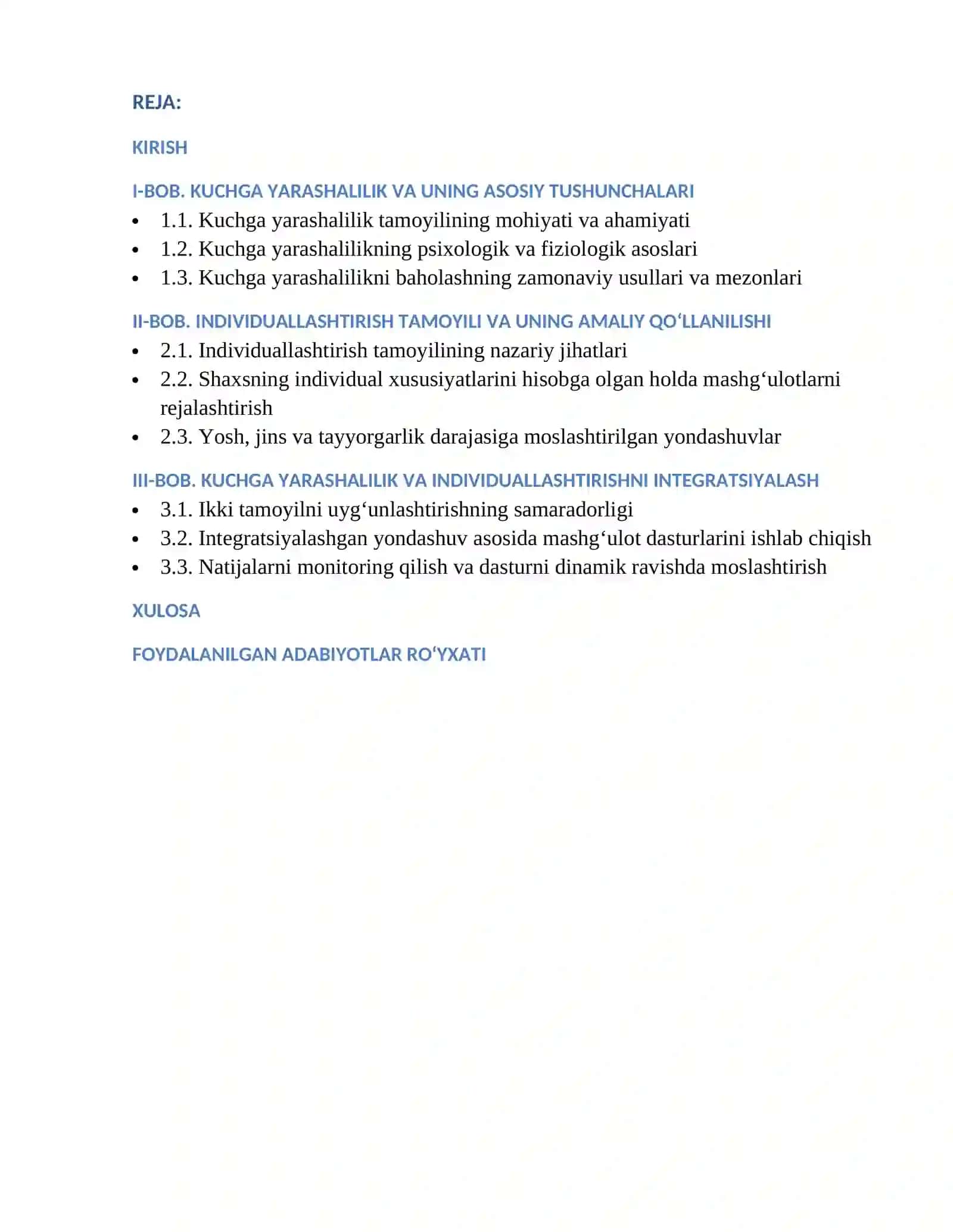 Kuchga yarashalilik va individuallashtirish tamoyillari 2