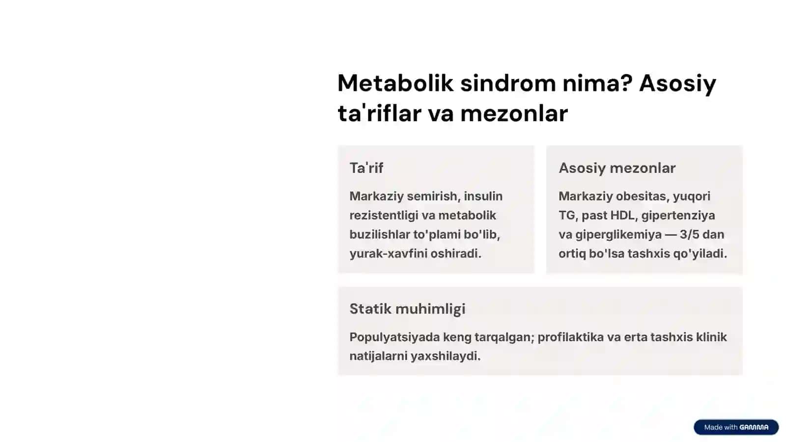 Metabolik sindrom: kelib chiqishi, biokimyoviy asoslari va asoratlari 2