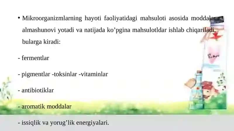 Mikroorganizmlardan zarur moddalarni sintezlab olish 2