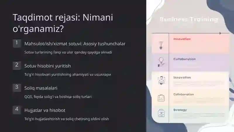 Mahsulot/ish/xizmat sotuvi: Asosiy tushunchalar 2
