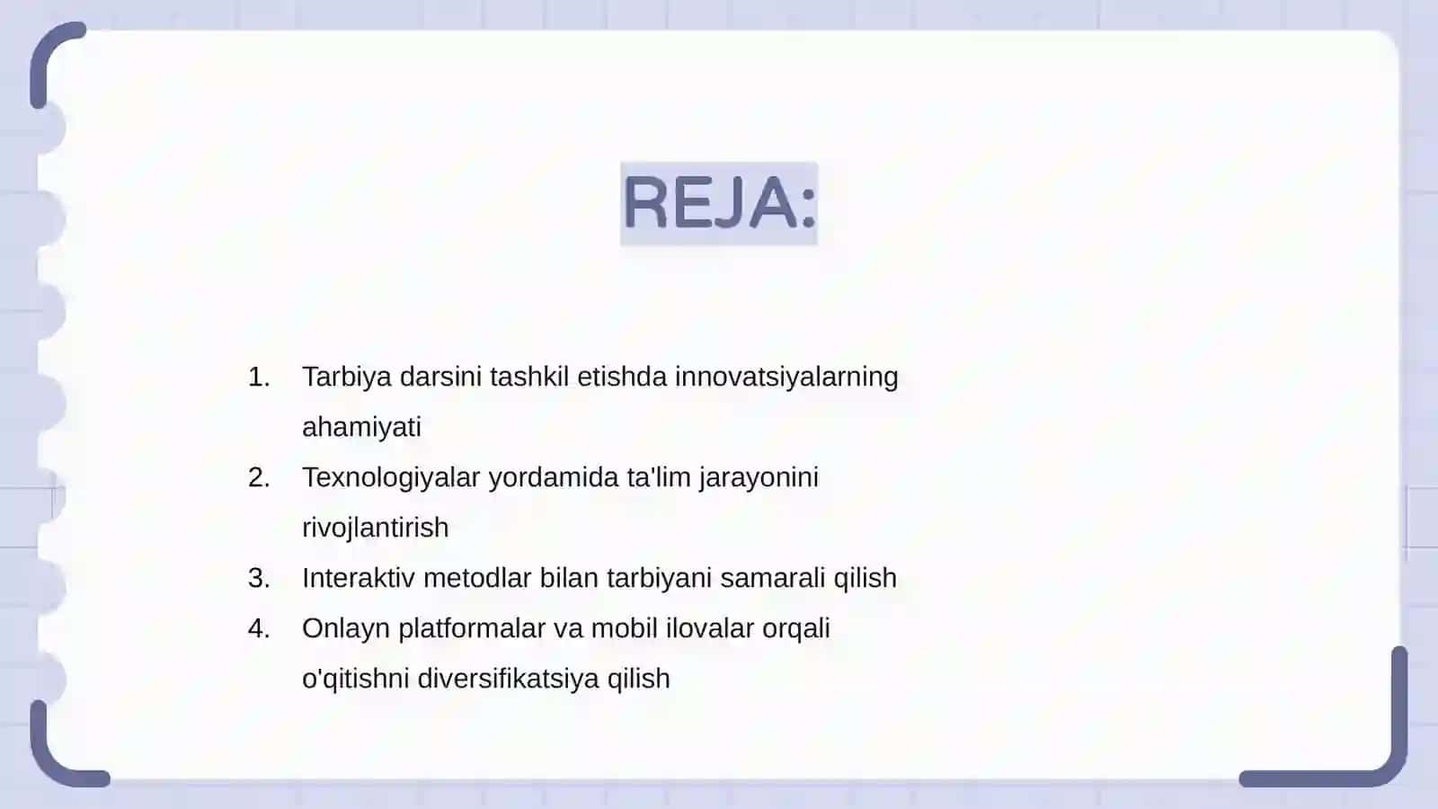 Tarbiya darsini tashkil etishda innovatsiyadan foydalanish 2
