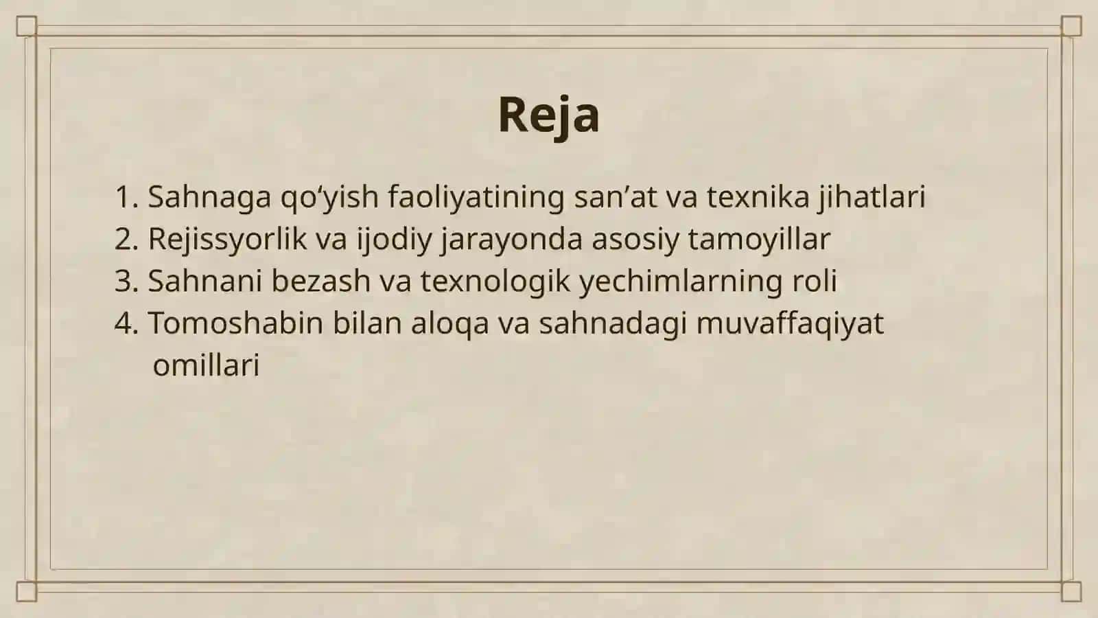 SAHNAGA QOʻYISH FAOLIYATIDAGI ASOSIY TAMOYILLAR 2