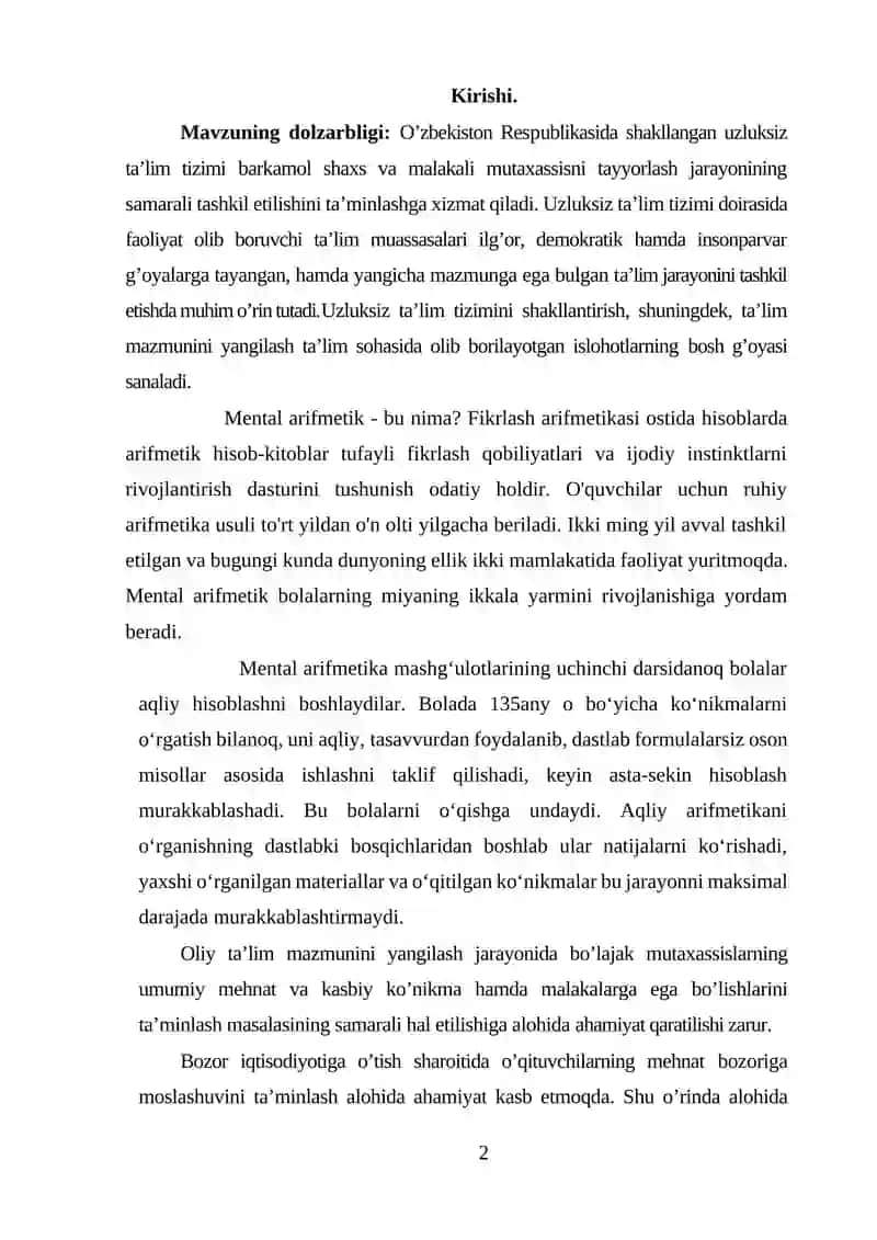 Elementar matematik tushunchalar 2