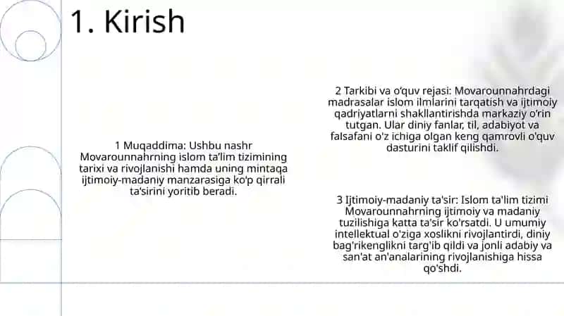 Movarounnahrda Islom Dining Tarqalishi Va Madrasa Ta'Limi Shakillanishining Ijtimoiy Madaniy Hayotga Ta'Siri 2