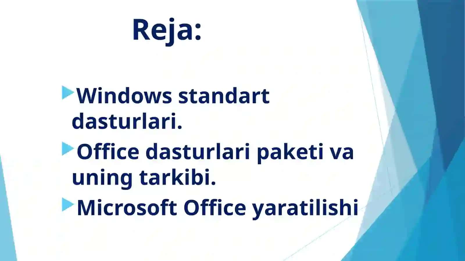 Standart amaliy dasturlar.Office 2010 Imkoniyatlari va unda ishlash 2