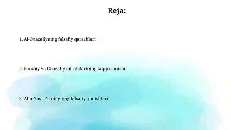Abu Nasr Farobiy va G'azolliyning falsafa ilmiga oid qarashlari 2