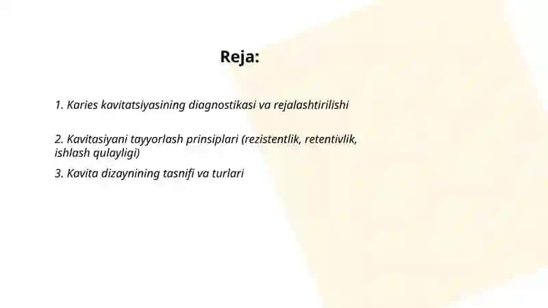 Karies kovaklarini tayyorlash usullari va prinsiplari 2