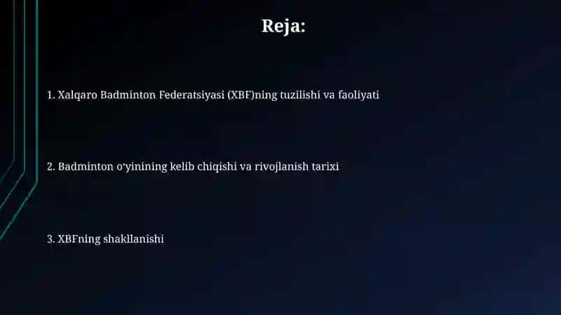 Badminton o'yinining kelib chiqishi va rivojlanish tarixi IHF tashkil topishi tuzilishi va faoliyati 2