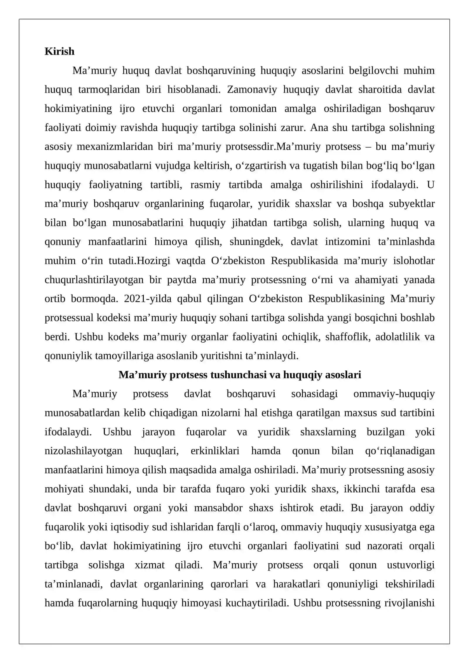 Ma’muriy huquqiy sohani ma’muriy tartibga soluvchi boshqaruv organlar faoliyatida ma’muriy protsess 2