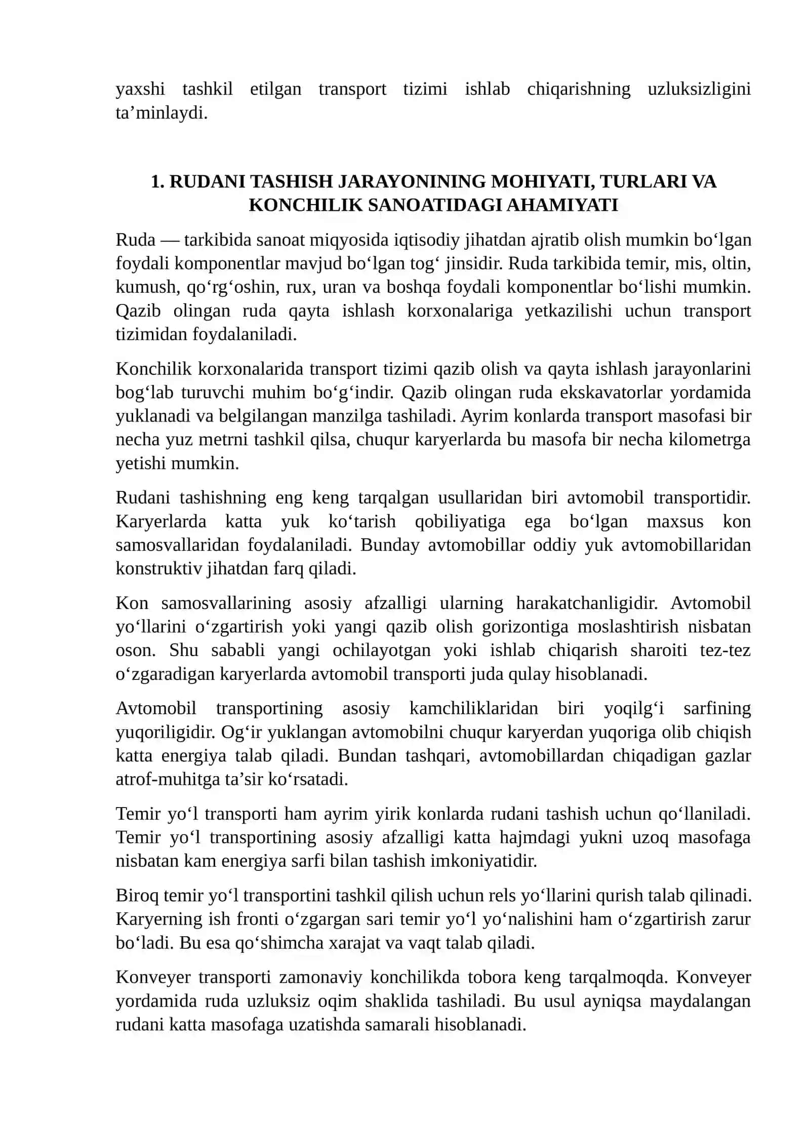 Rudani tashishning zamonaviy texnologiyalari 2