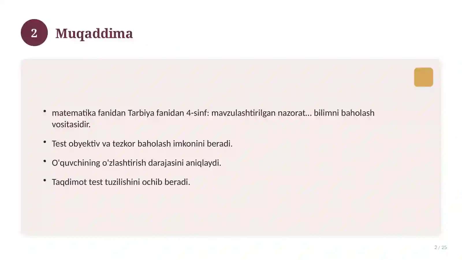Tarbiya fanidan 4-sinf: mavzulashtirilgan nazorat ishi va tahlil 2