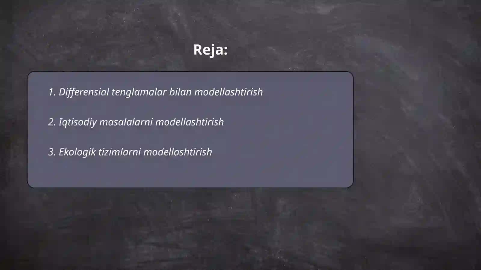 Differensial tenglamalar bilan modellashtirish 2