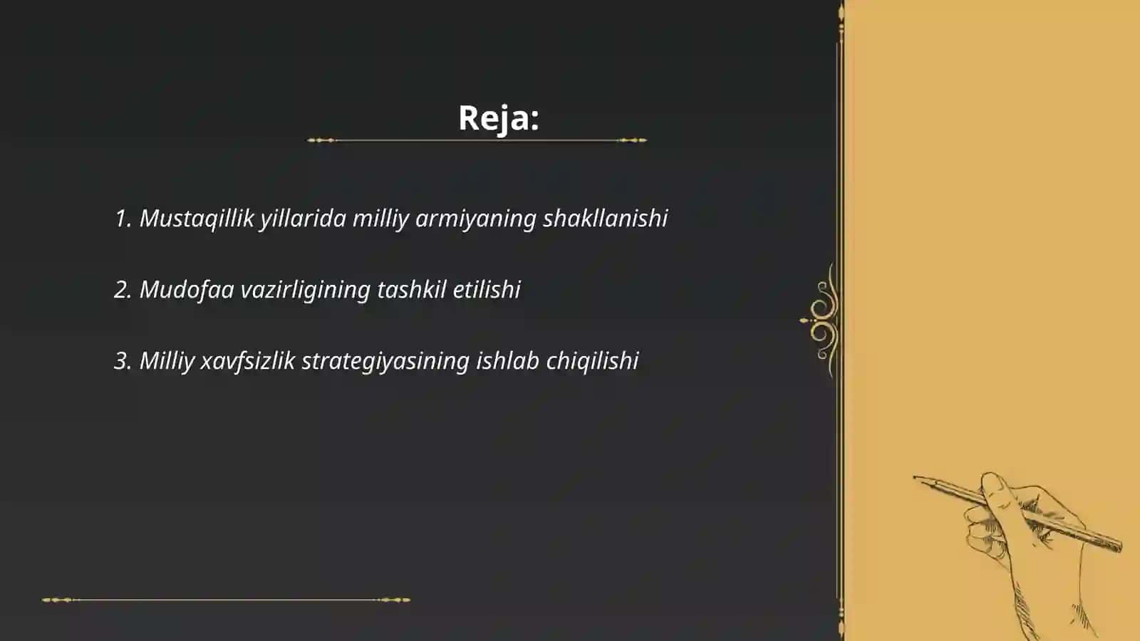 Mustaqillik yillarida milliy armiyaning tuzilishi ZARIPBOYEV O'TKIRBEK 2