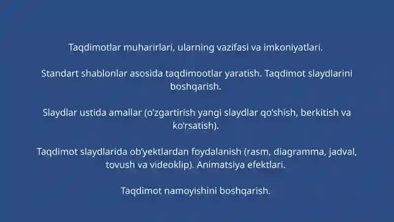 Standart shablonlar asosida taqdimotlarni yaratish 2