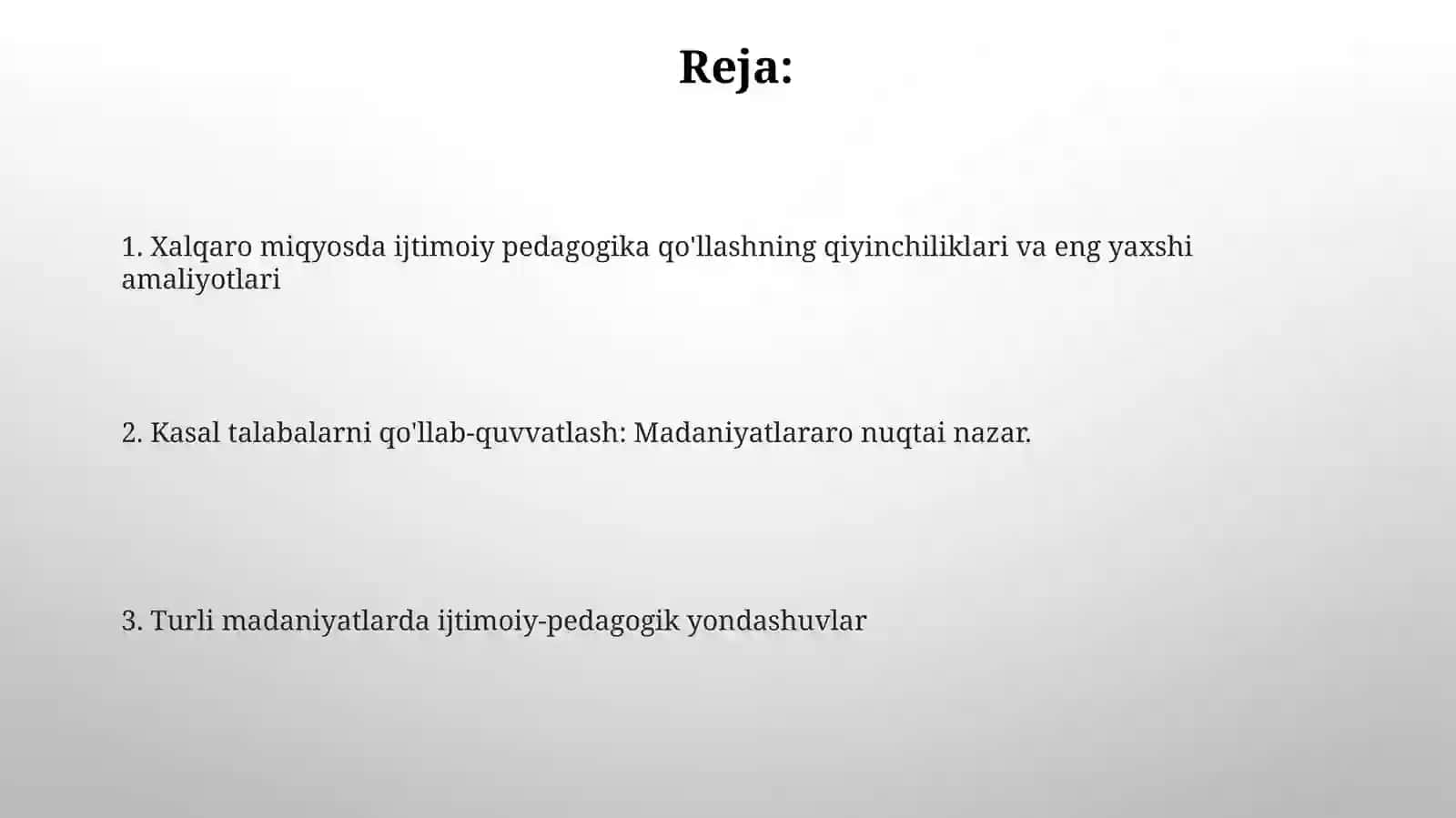 Xalqaro miqyosda ijtimoiy pedagogika qo'llash 2