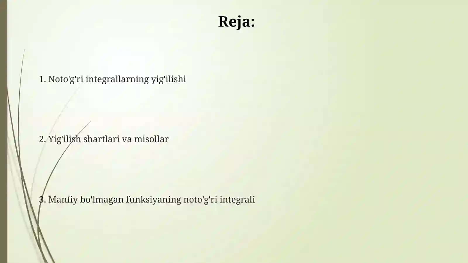 Integral taqqoslash mezonlari 2