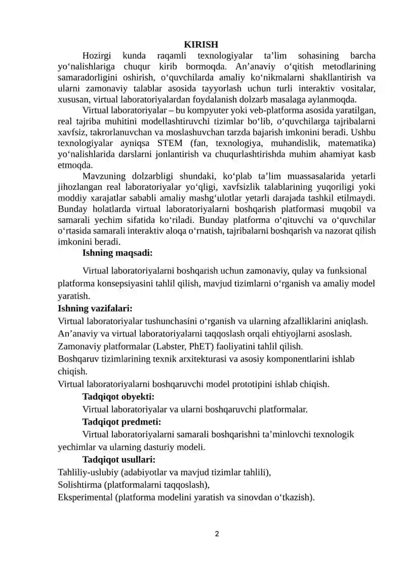 Virtual laboratoriyalarni boshqarish platformasi 2