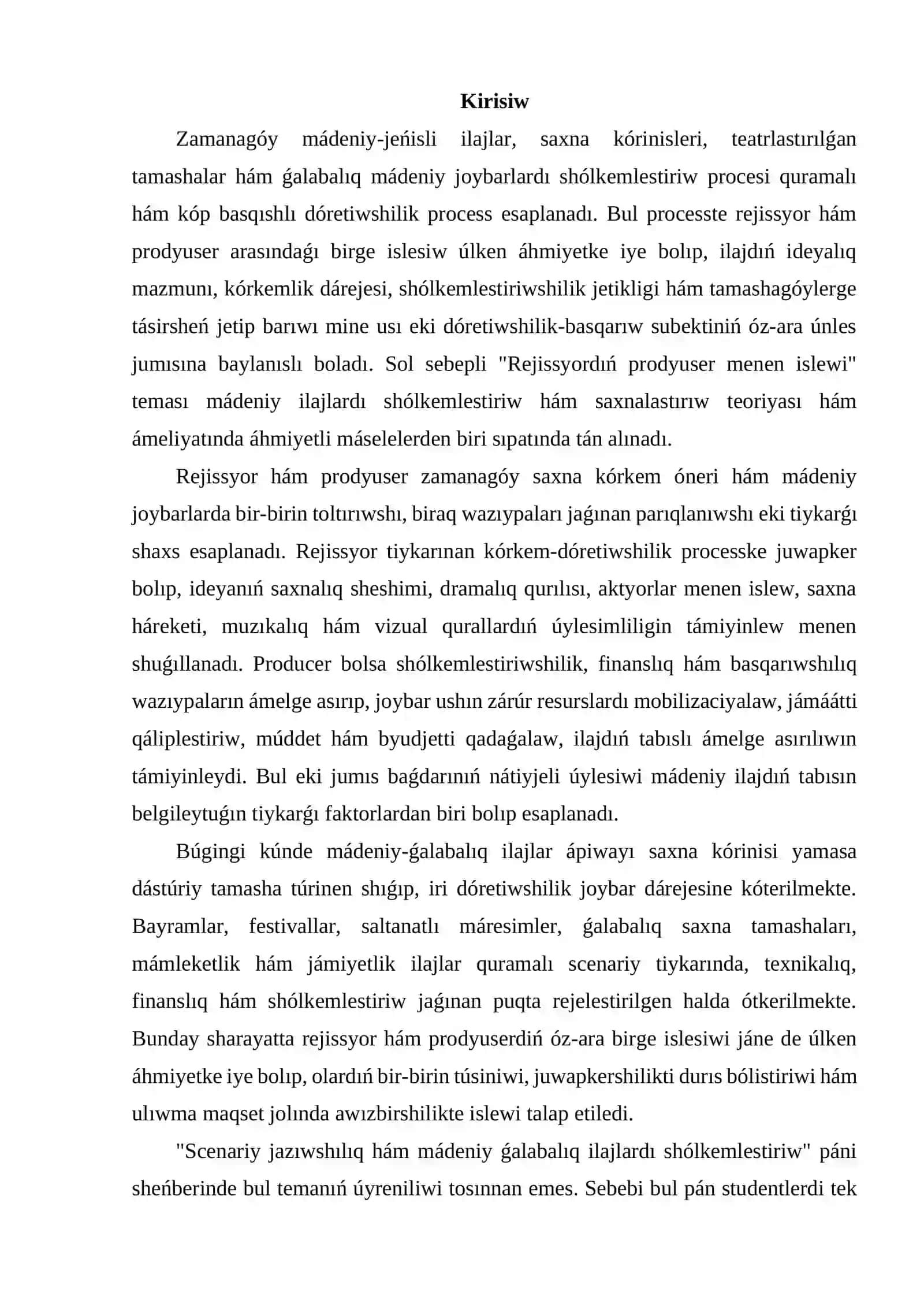 Rejissyordıń prodyuser menen jumısı 2