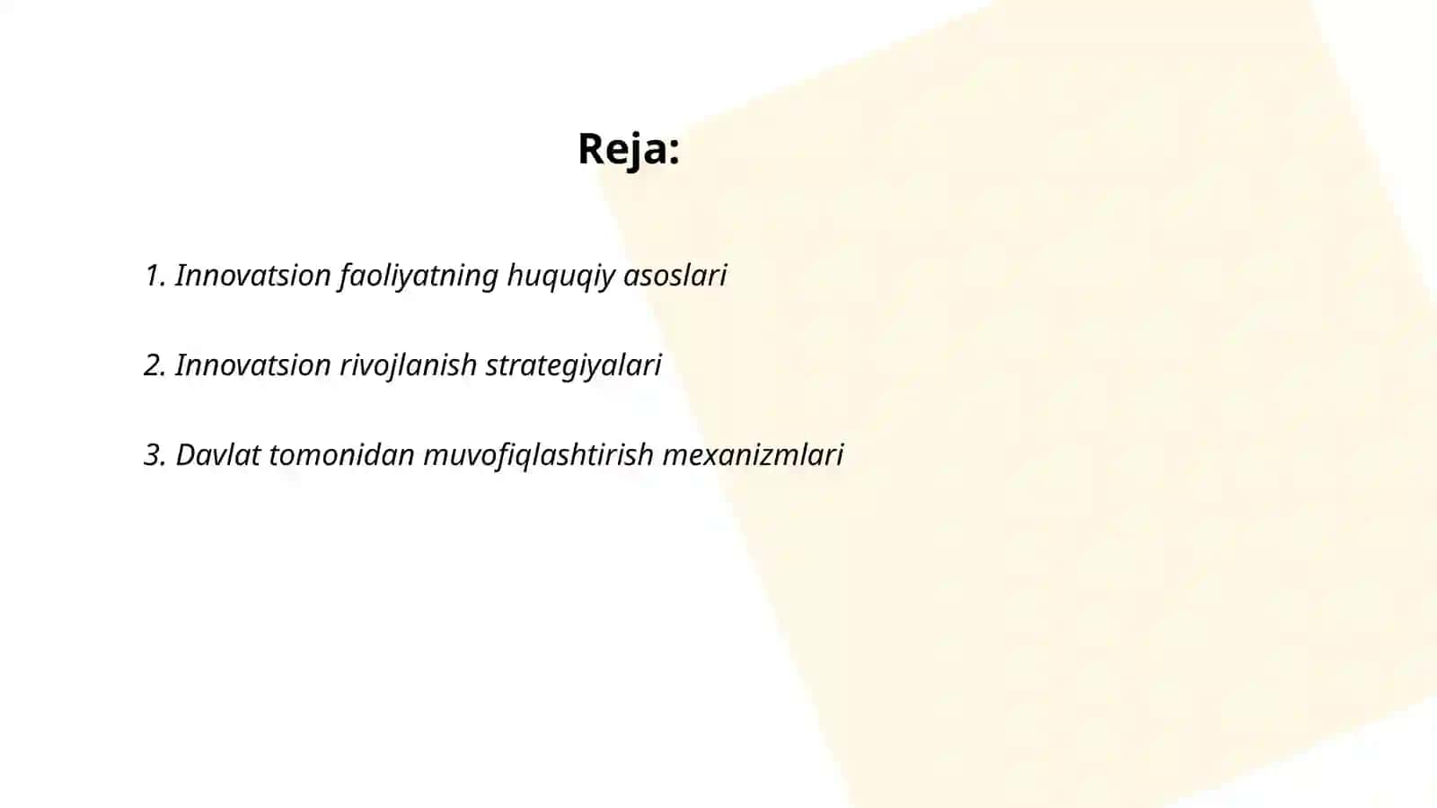 Innovatsion faoliyatning huquqiy asoslari 2