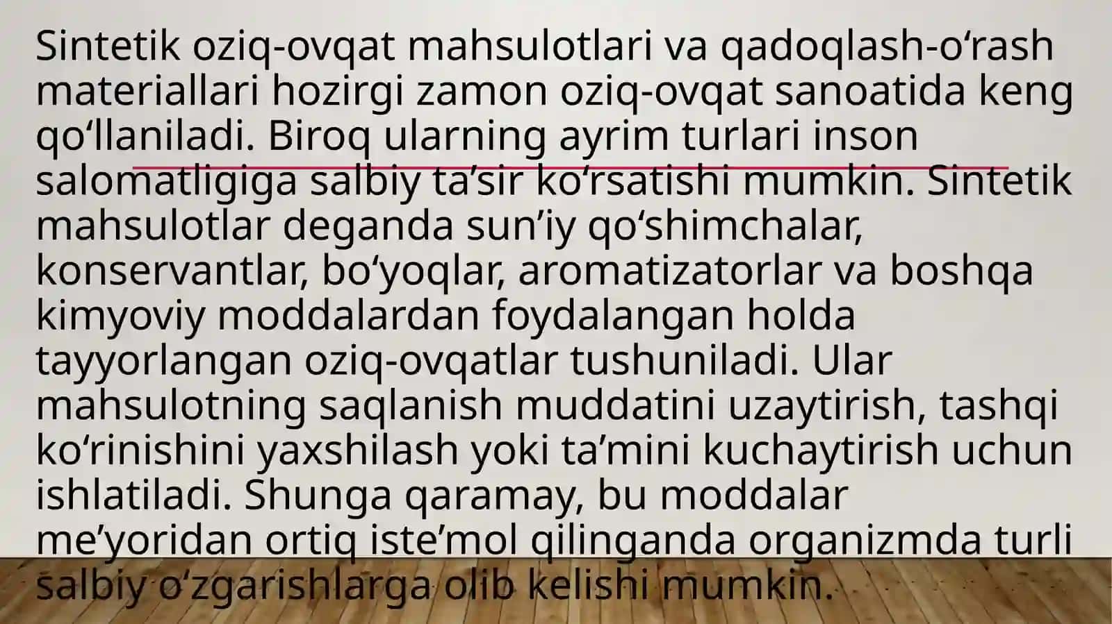 Sintetikoziq-ovqat mahsulotlari va qadoqlash-o‘rash materiallari 2