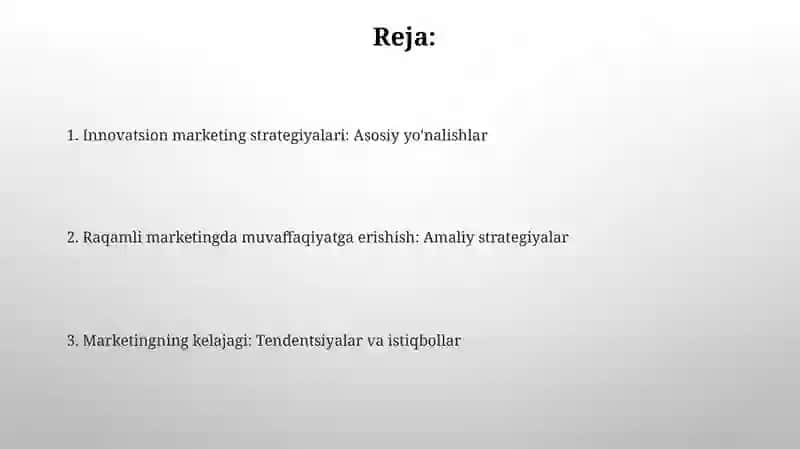 Innovatsion marketing strategiyalari 2