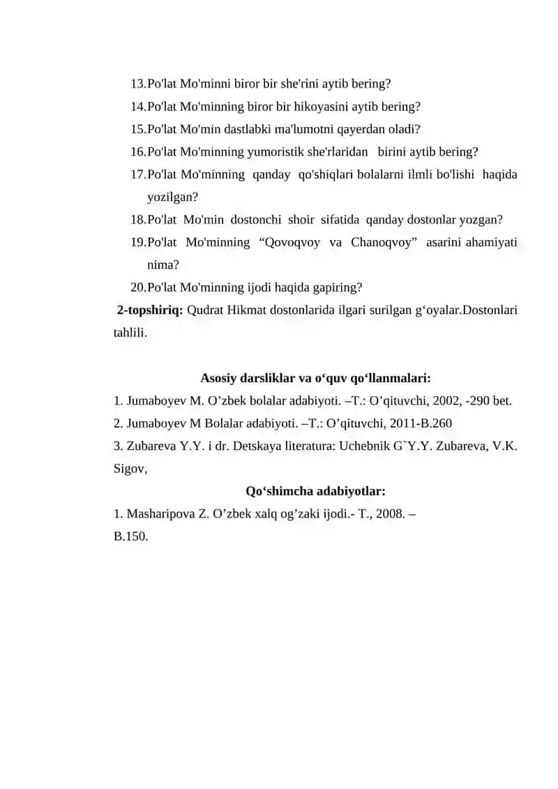 TINCHLIK VA BAXTLI BOLALIK, ODOB-AXLOQ MAVZUSINING SHE’RLARDAGI TARANNUMI 2
