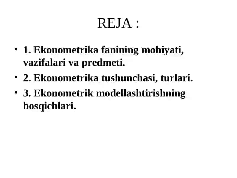 Ekonometrika fanining predmeti 2