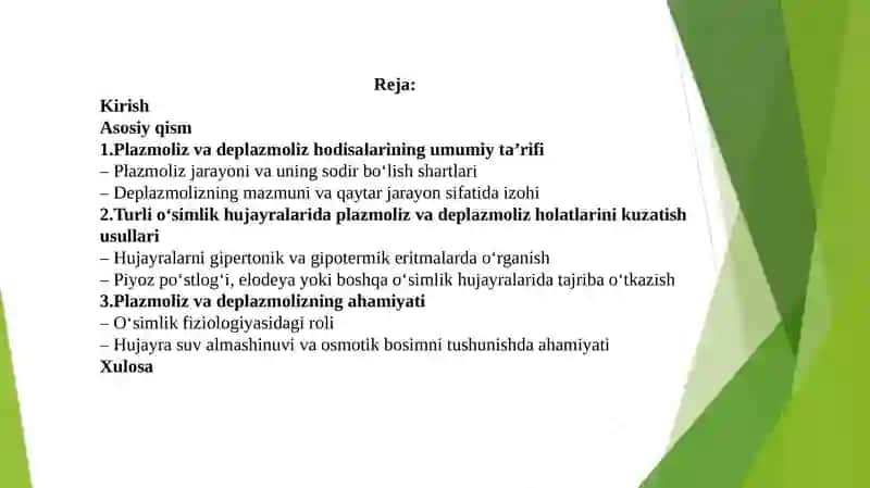 Plazmoliz va deplazmoliz hodisalarini turli o‘simlik hujayralarida o‘rganish 2