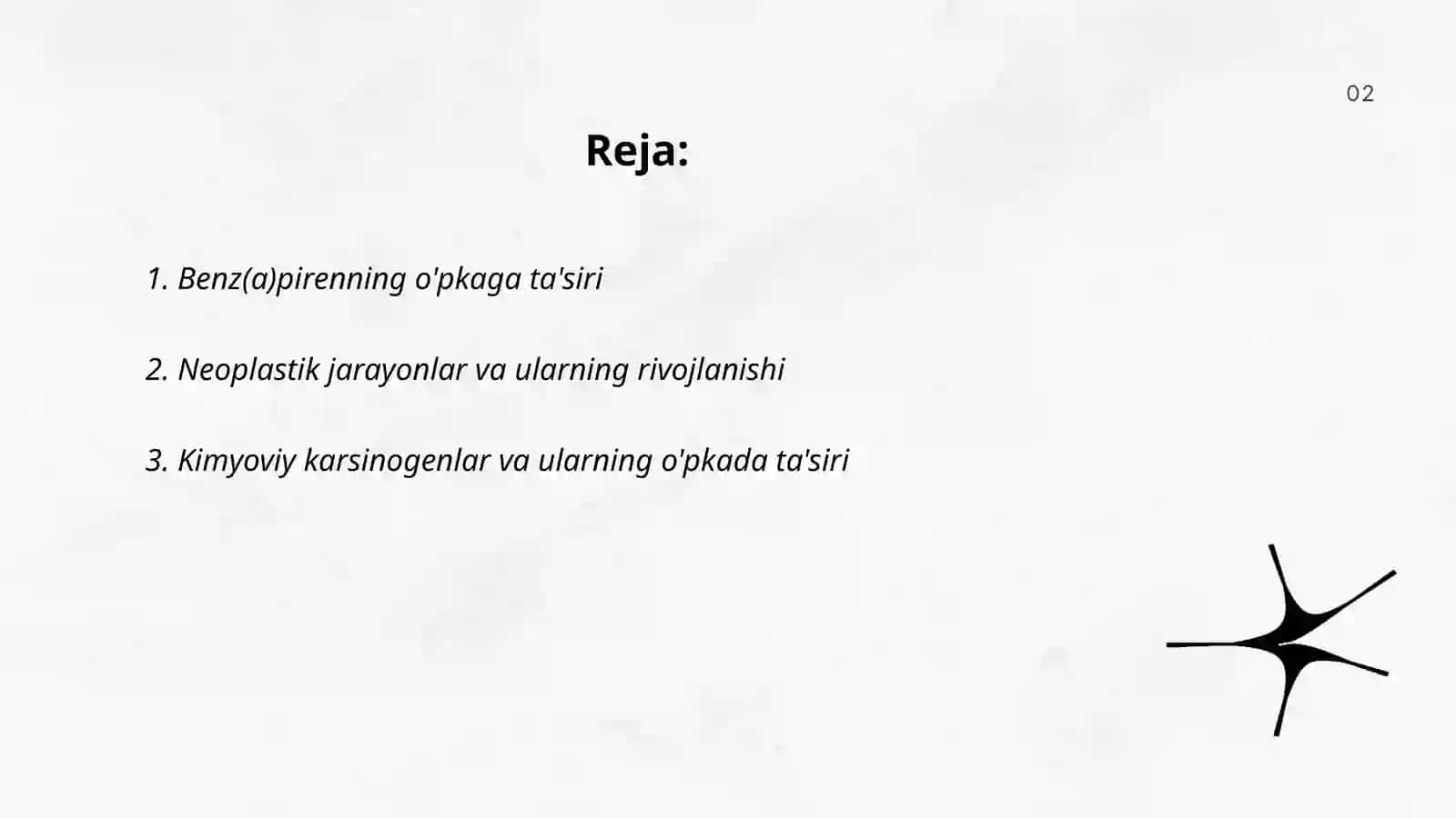 Tamakidagi benz(a)pirenni o'pkada neoplastik jarayonlar rivojlanishidagi ahamiyati 2