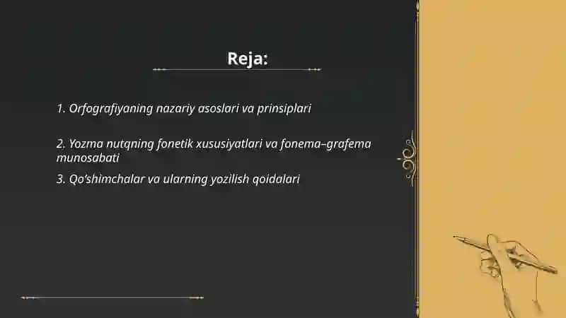 Orfografiya. Yozma nutqning oʻziga xos xususiyatlari 2