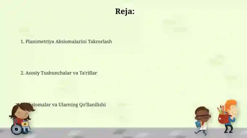 Planametriya Aksiomalarini Takrorlash 2