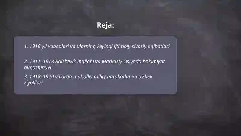 O‘zbekiston 1916-yildan keyin 2
